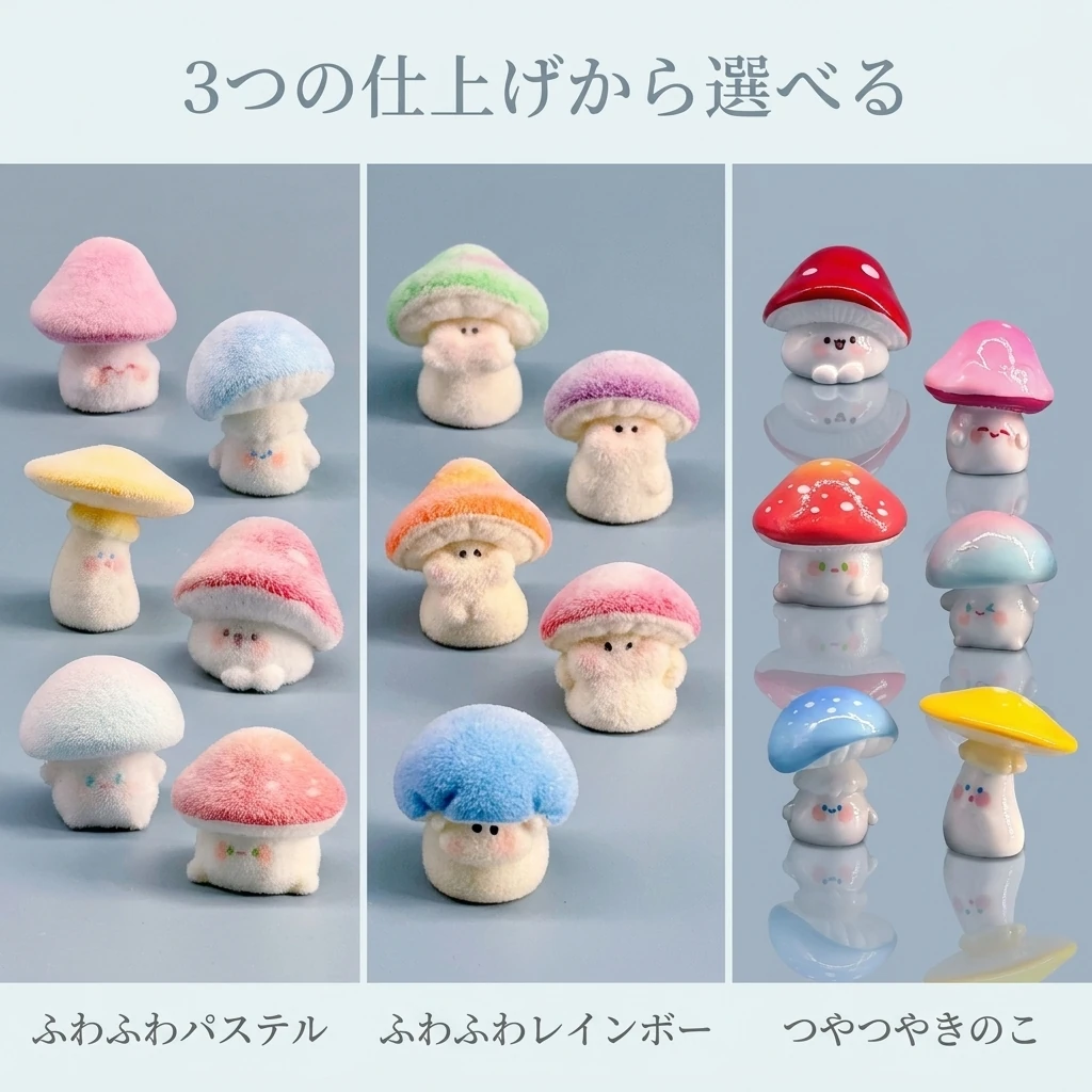 3つの仕上げから選べるちびきのこ