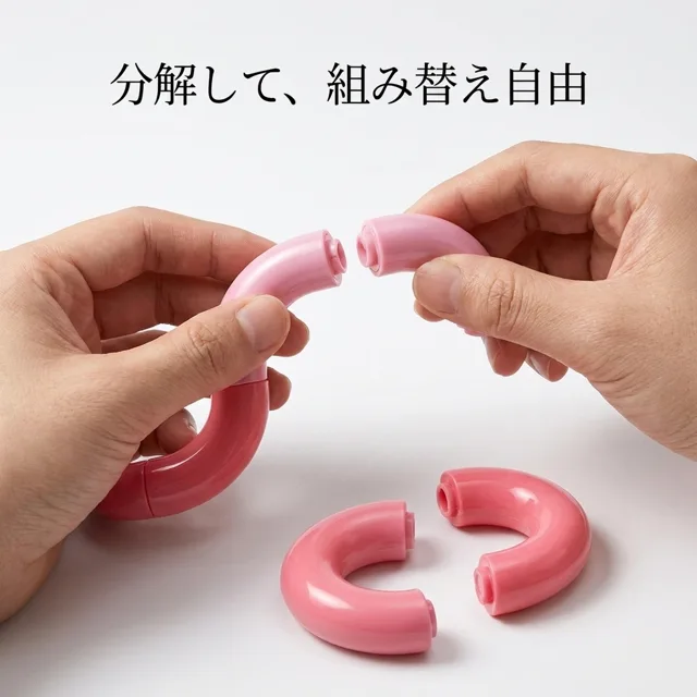 ねじねじフィジェットの関節を分解して組み替える様子