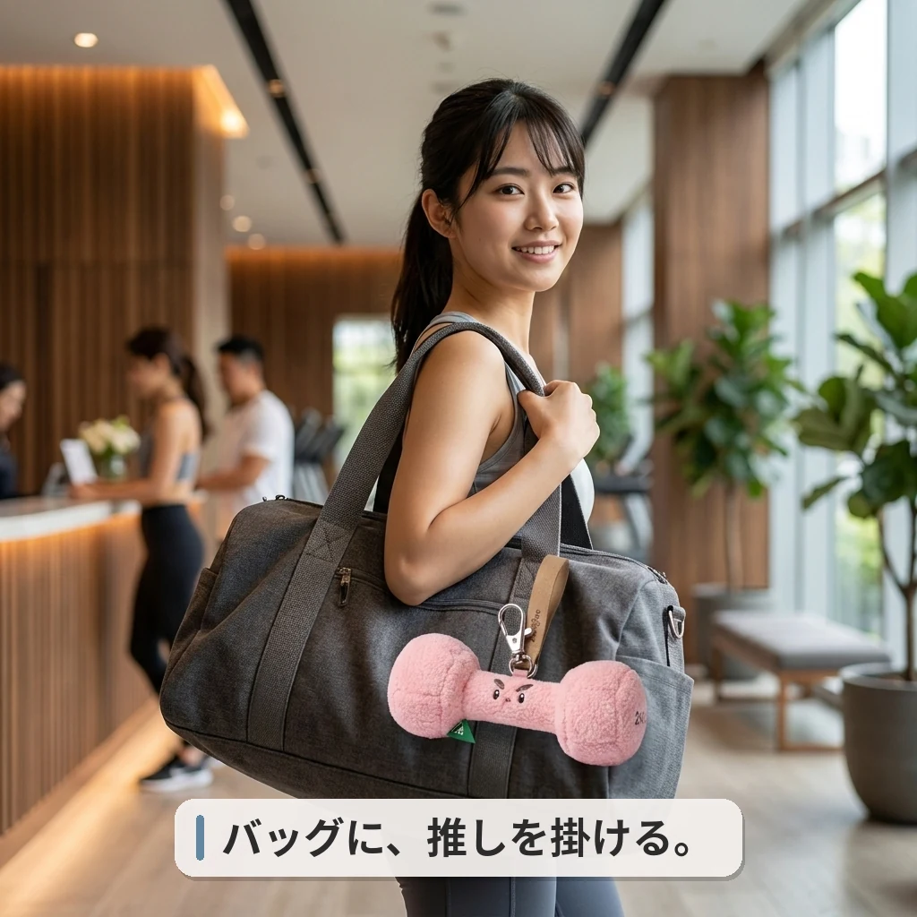 バッグに、“筋トレ中”のサイン。