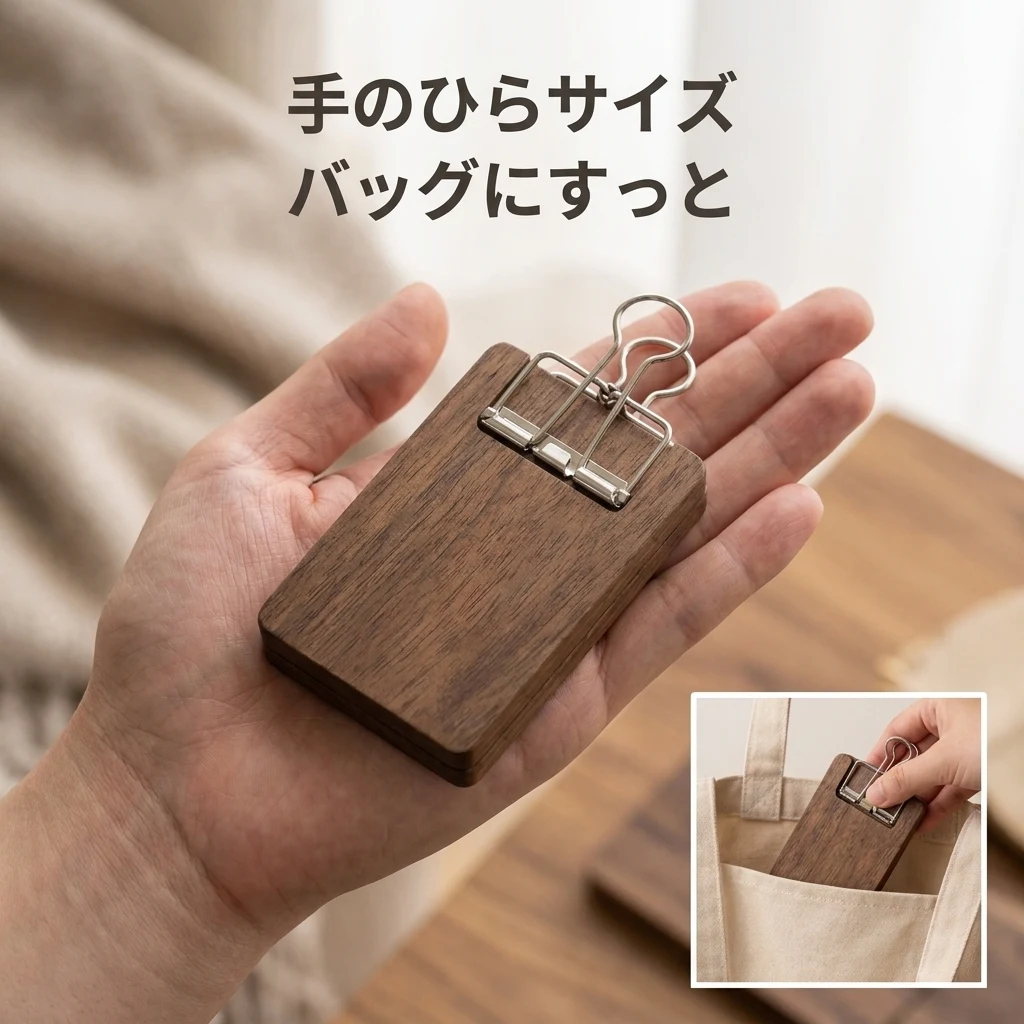 折りたたんだパレットを手のひらにのせたサイズ比較