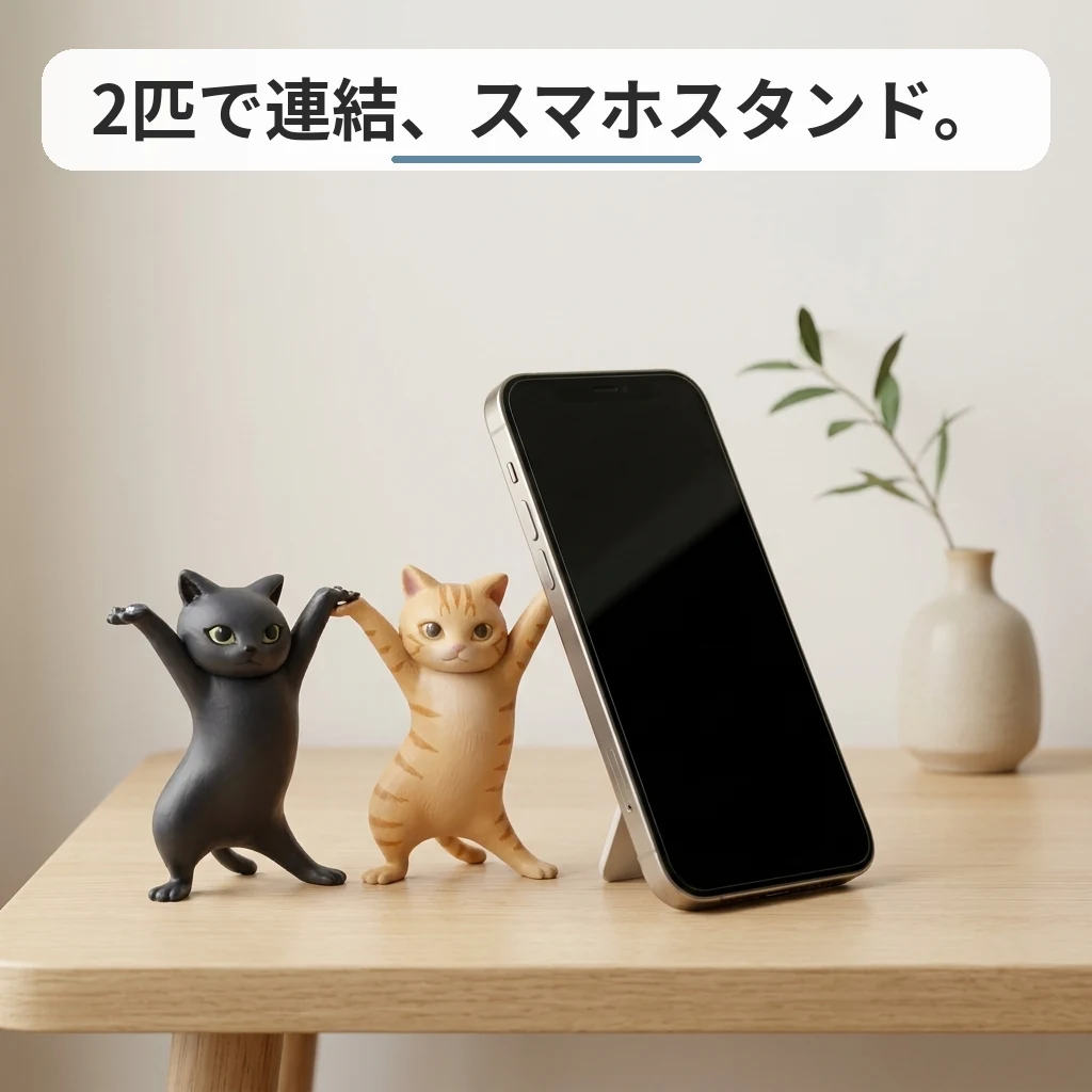 2匹で連結、スマホスタンド