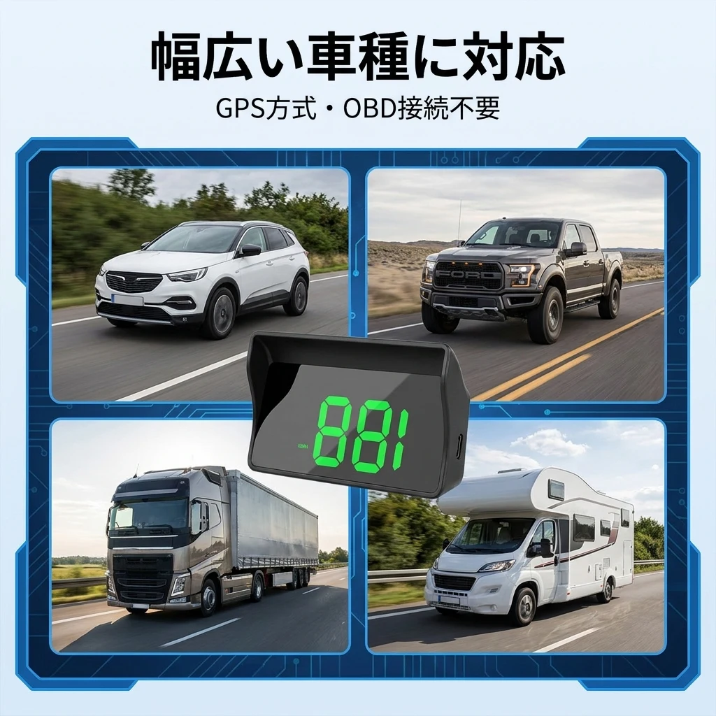 幅広い車種に対応するGPS方式の説明ボード