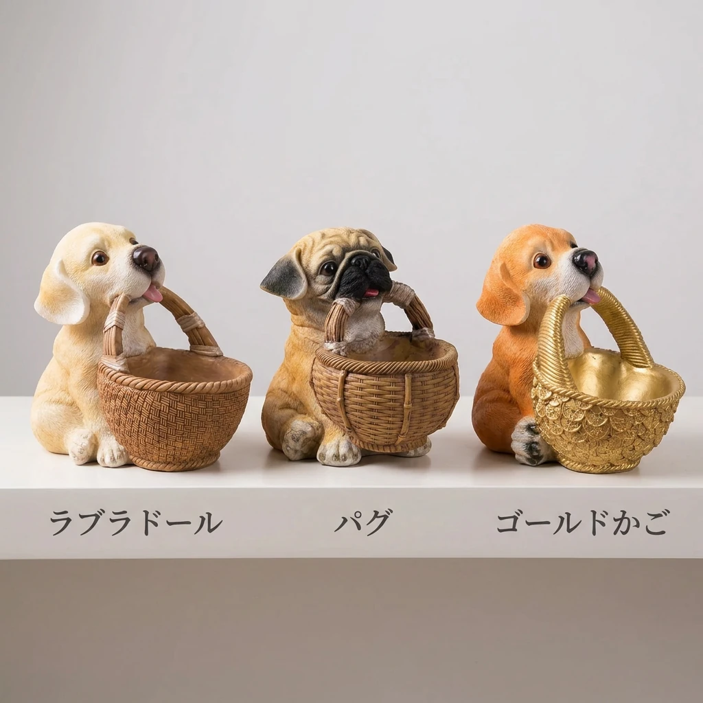 ラブラドール・パグ・ゴールドかごの3種類