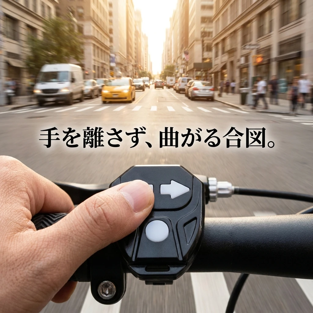 ハンドルのリモコンを親指でタップして操作するハンズフリー設計