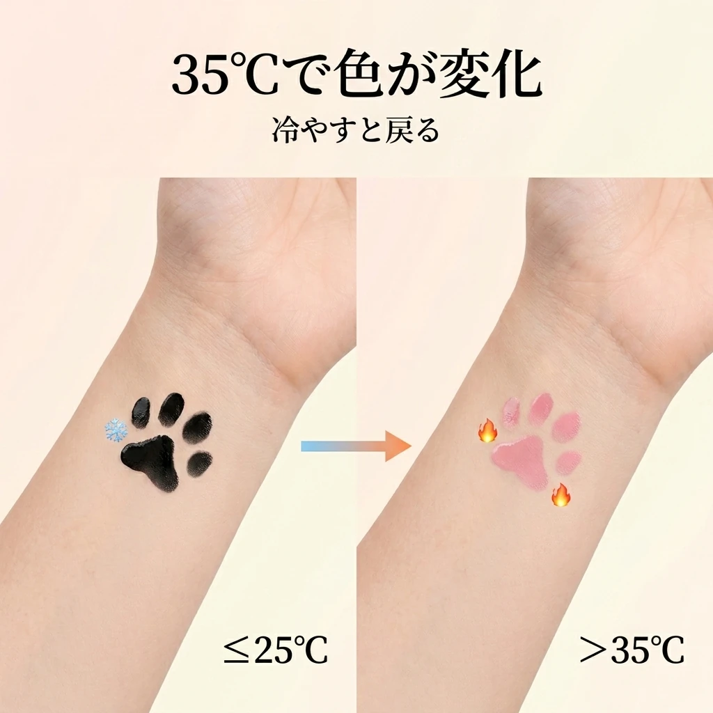 体温で色がかわる猫の肉球タトゥー