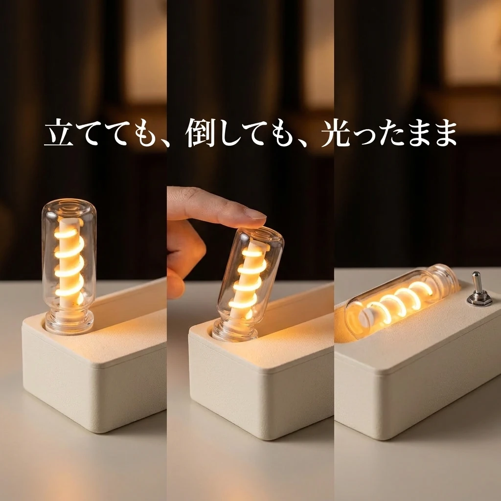 立てても倒しても光る フリップ機構