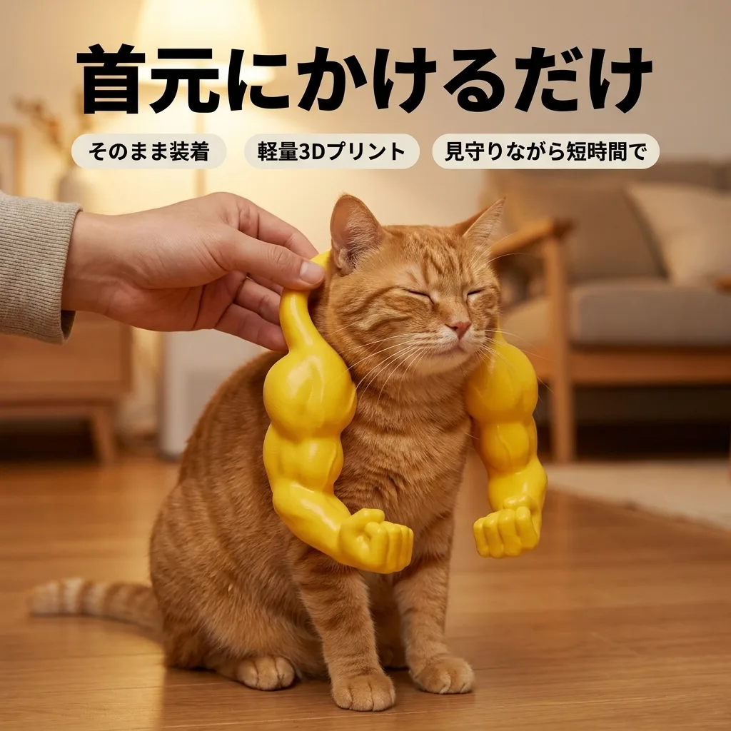 首元にかけるだけの一体成形マッスルアーム