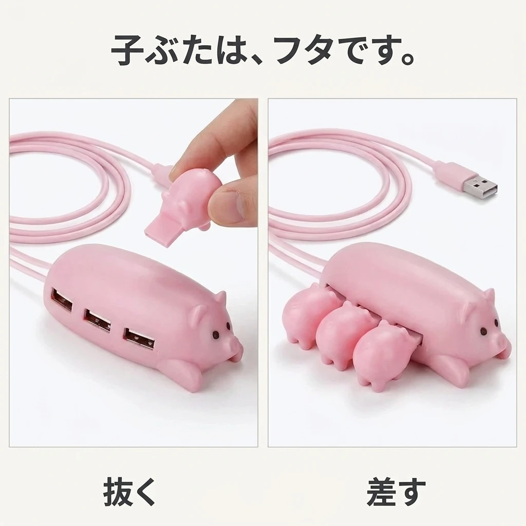 子ぶたはポートのフタ