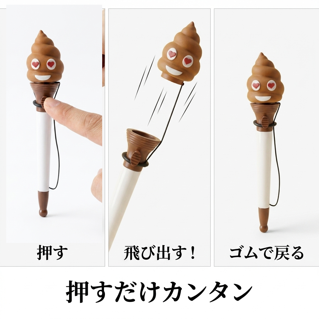 押すとキャラが飛び出すポップギミック