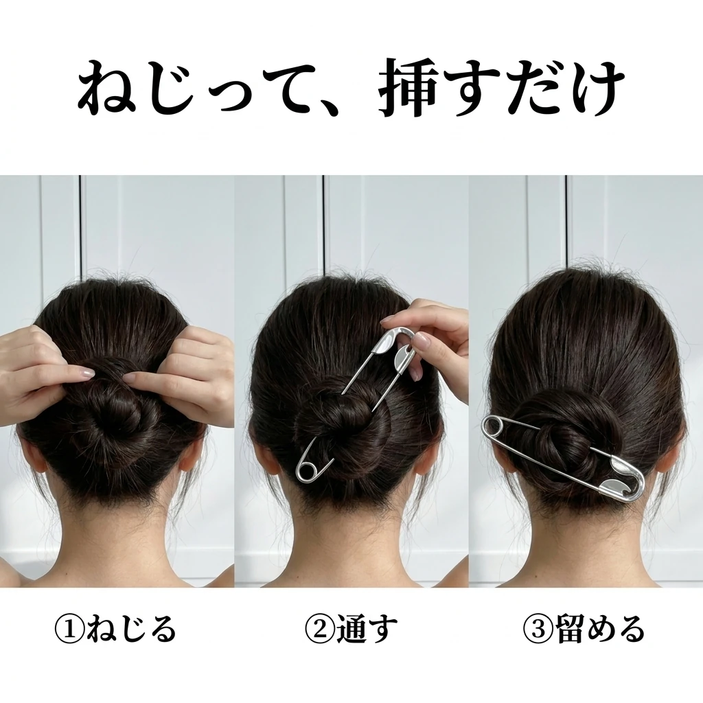 ねじって・通して・留める3ステップの使い方