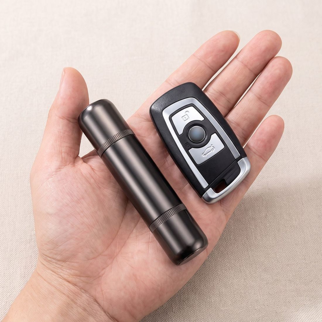 Cornerwise beside a car key