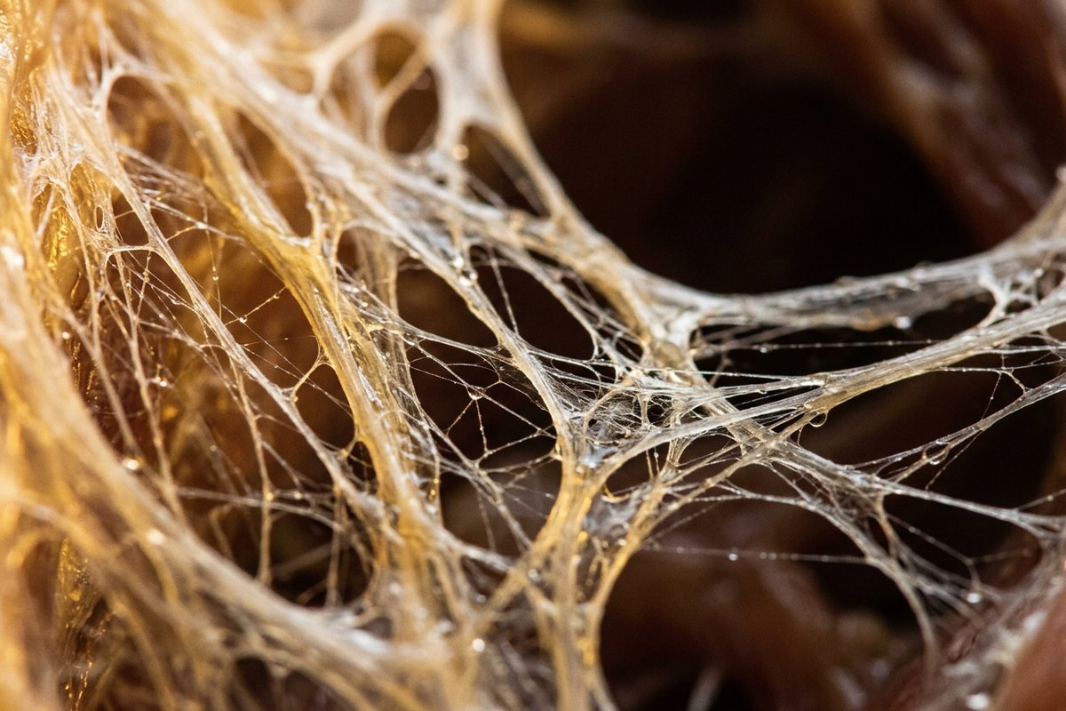 Close-up of human fascia connective tissue