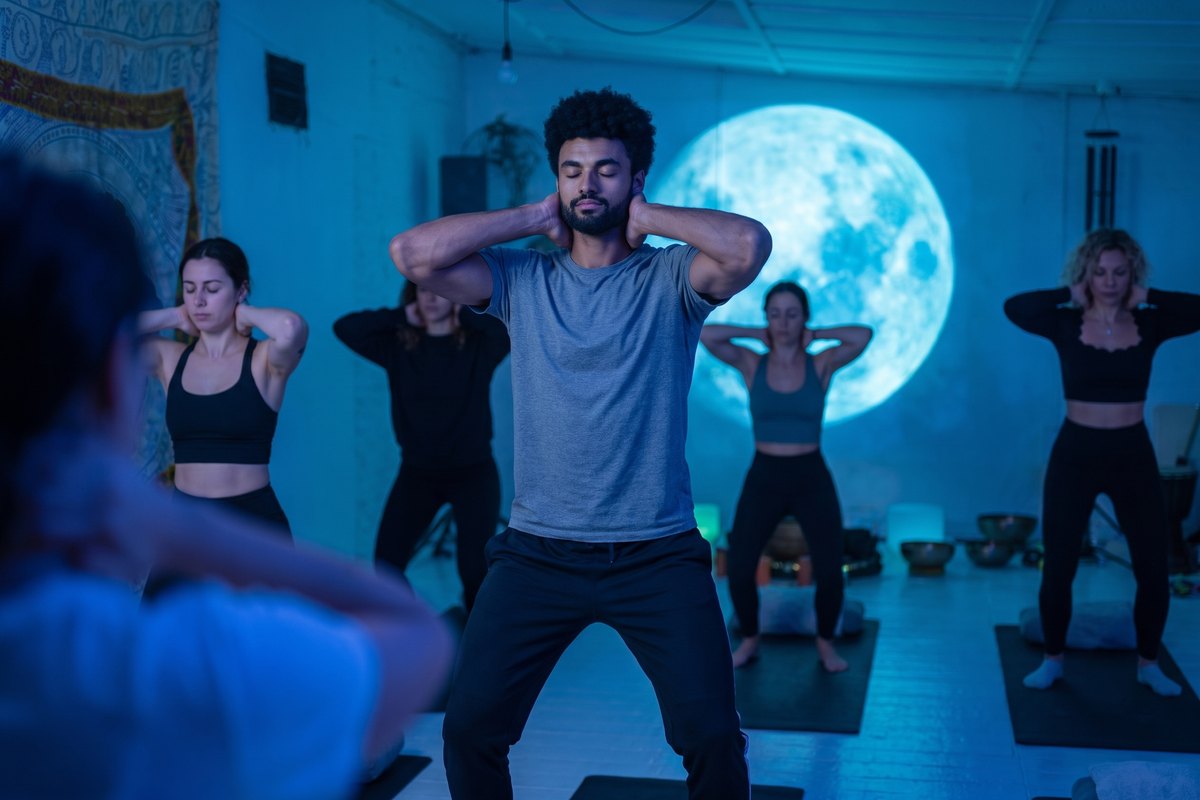Nervous System Reset class in the moonlit studio at Sound of Soma