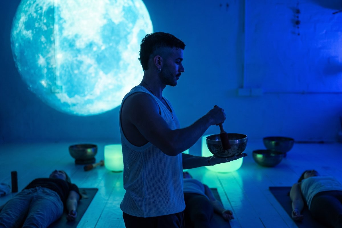 Workplace sound healing session