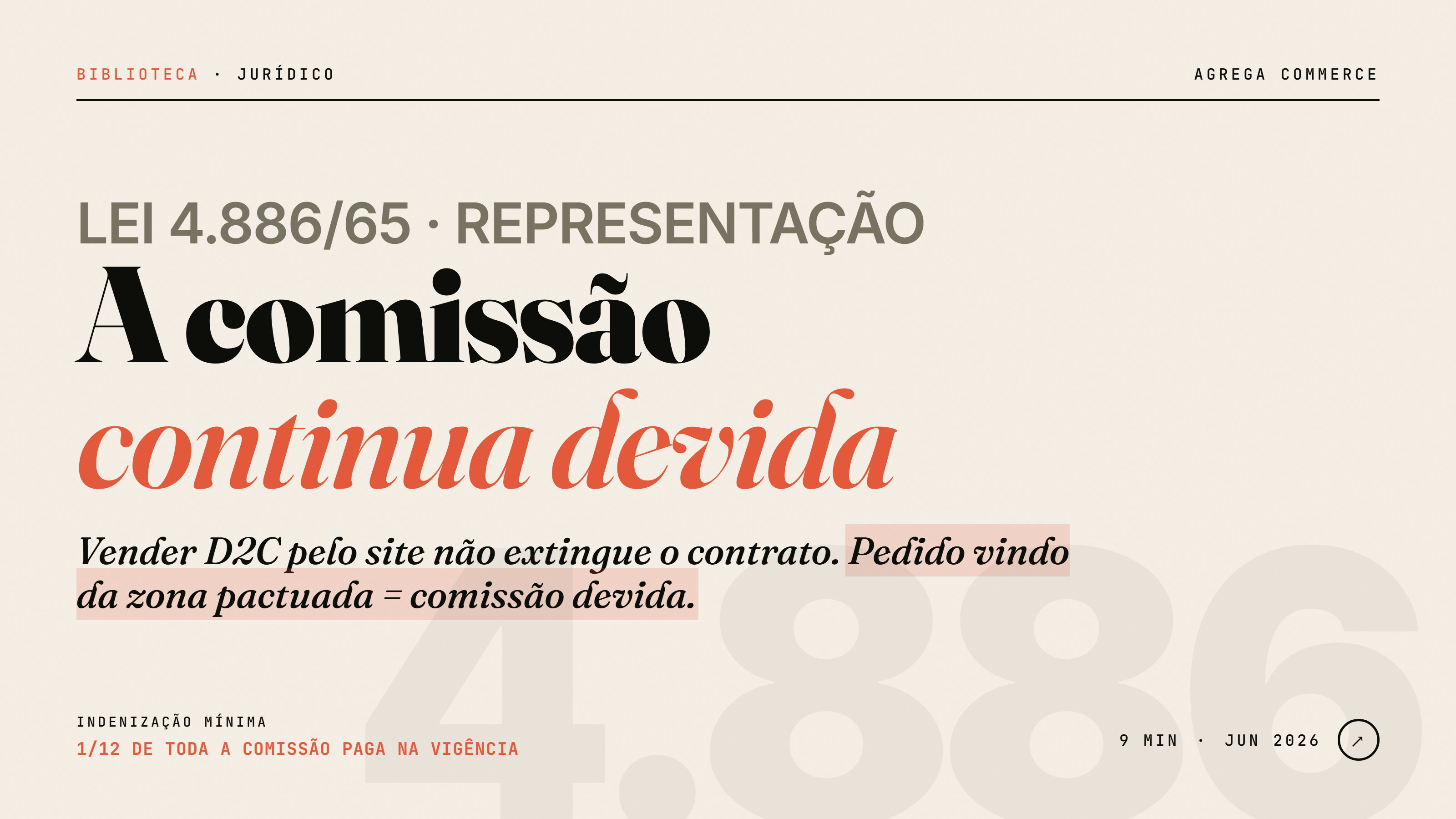 Comissão de representante comercial quando a indústria vende direto (Lei 4.886/65)