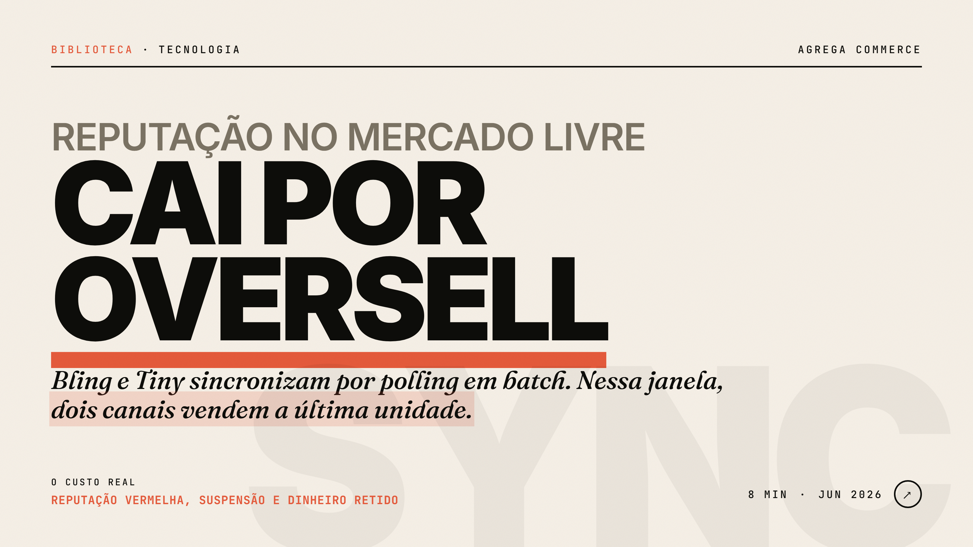 Bling/Tiny + Mercado Livre: por que sua reputação despenca por falha de sincronização