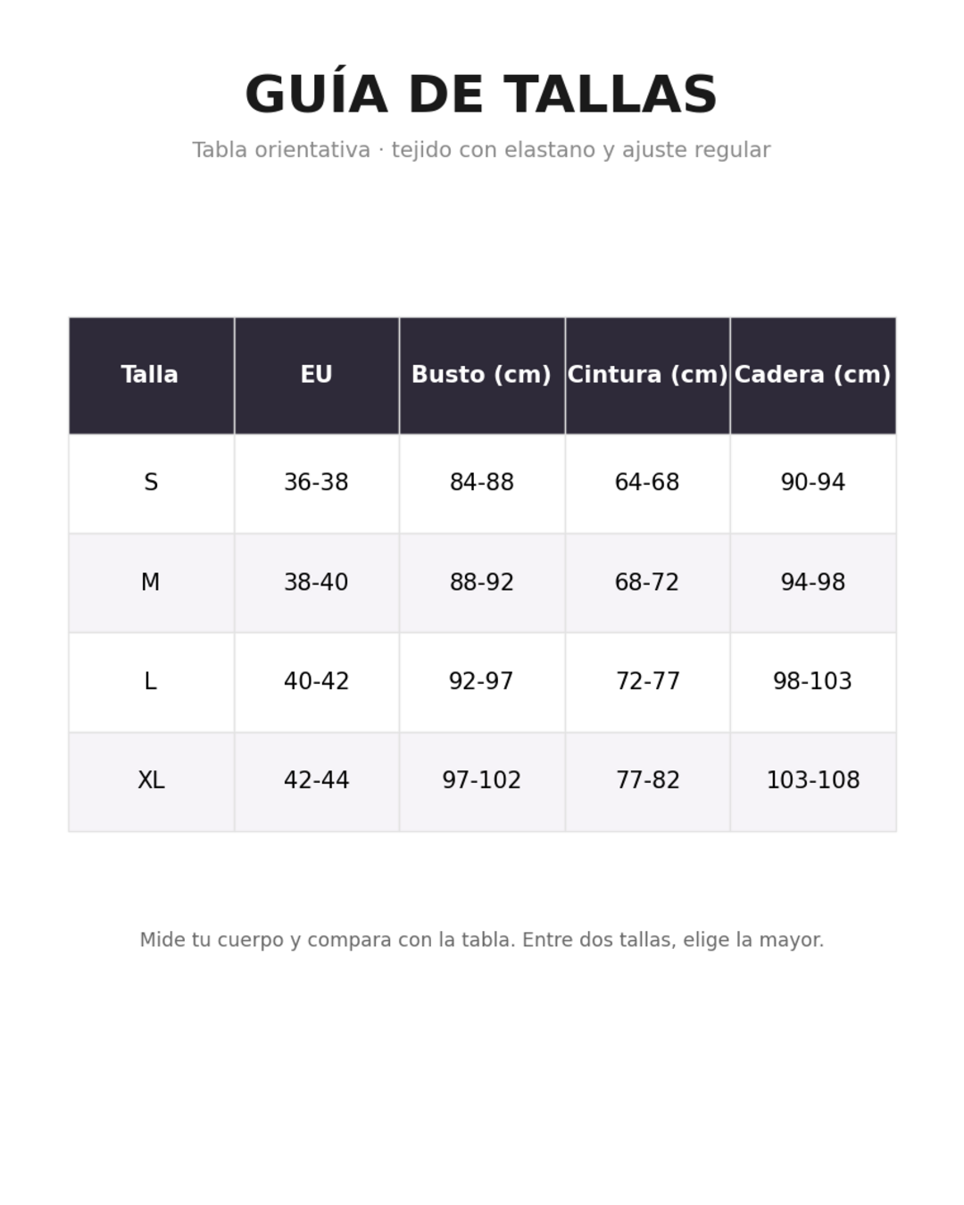Guía de tallas mono