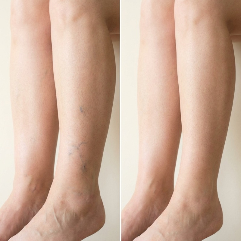 Before and after: ankles lighter, veins reduced