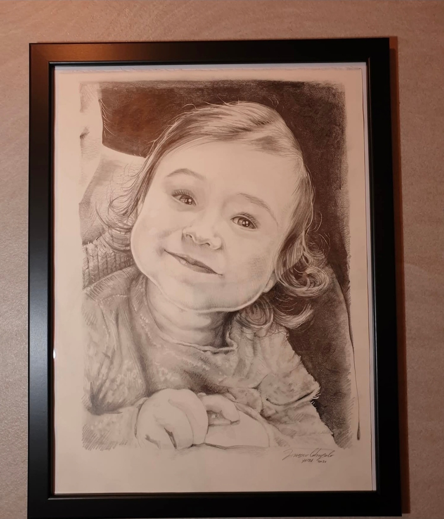 Ritratto a carboncino di un bambino