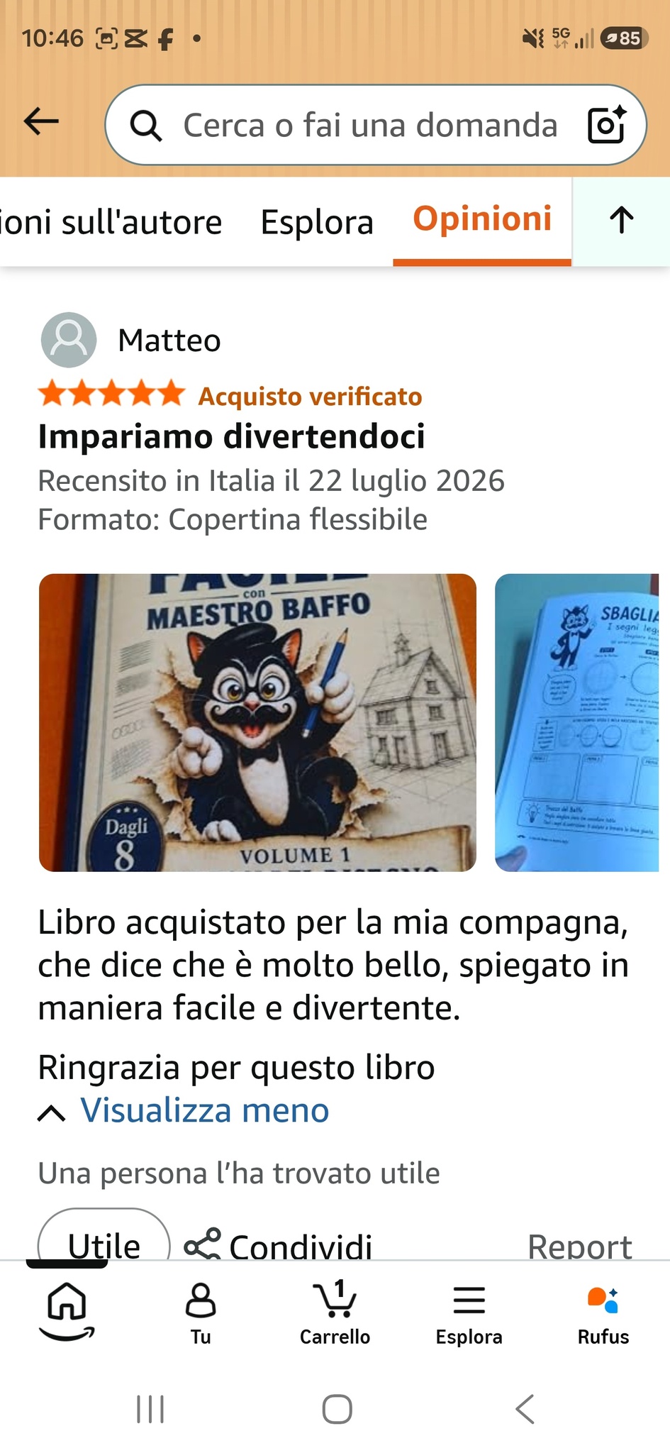 Recensione Amazon 5 stelle di Matteo - Impariamo divertendoci