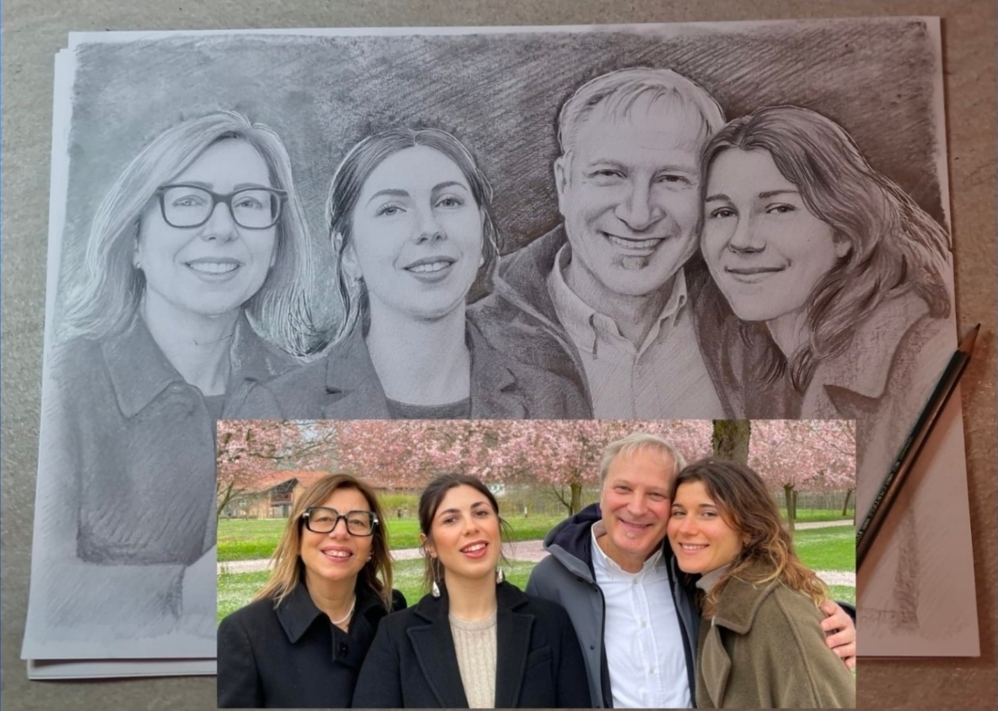 Ritratto di famiglia a grafite