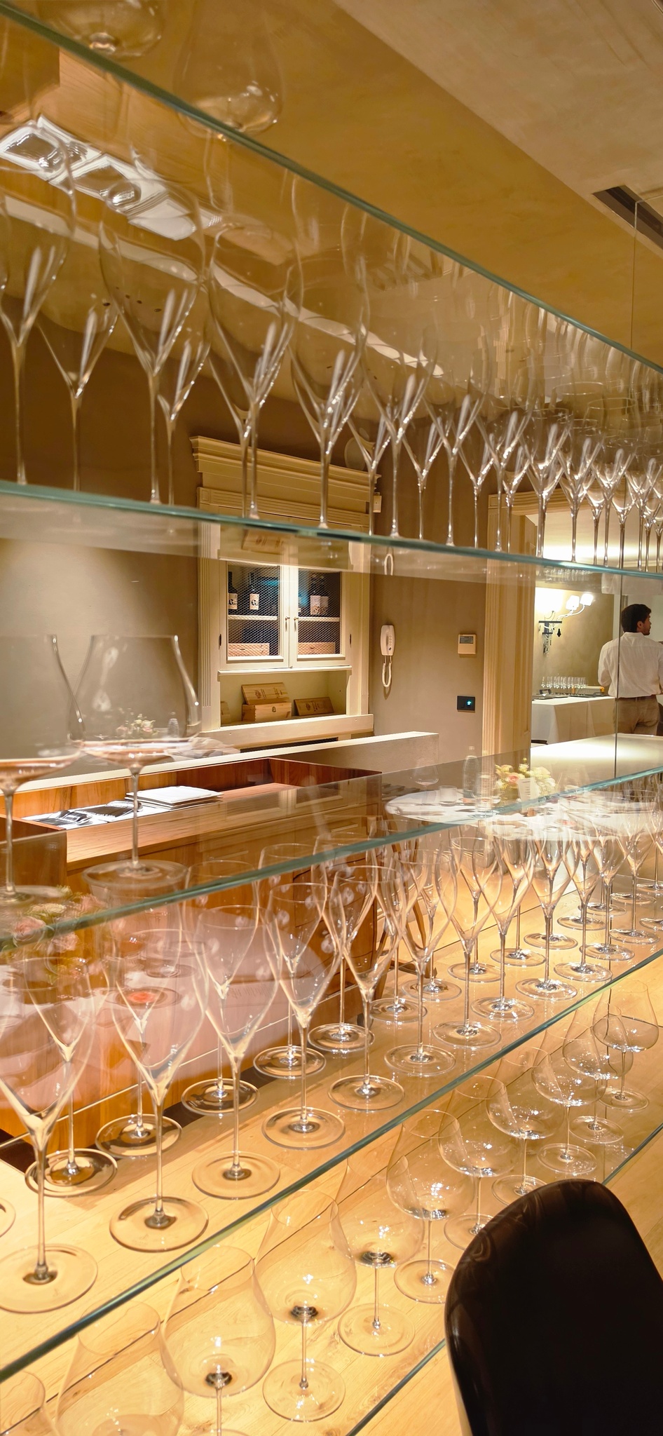I calici della cantina del ristorante Bel Sit