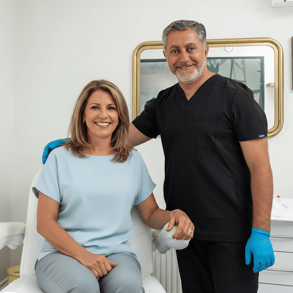 Dr Ahmad Saeed with a female patient at Fortes Clinic