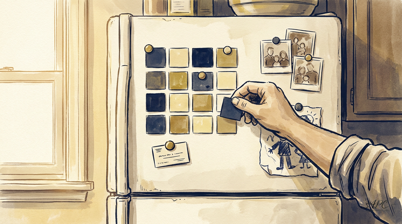 Refrigerator with care calendar being assembled