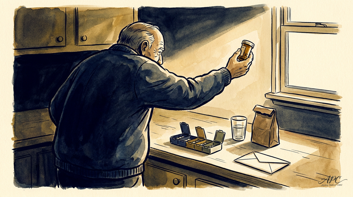 Elderly hands with pharmacy prescription