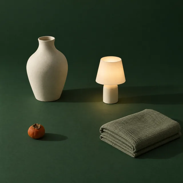 Ceramic vase and a small table lamp