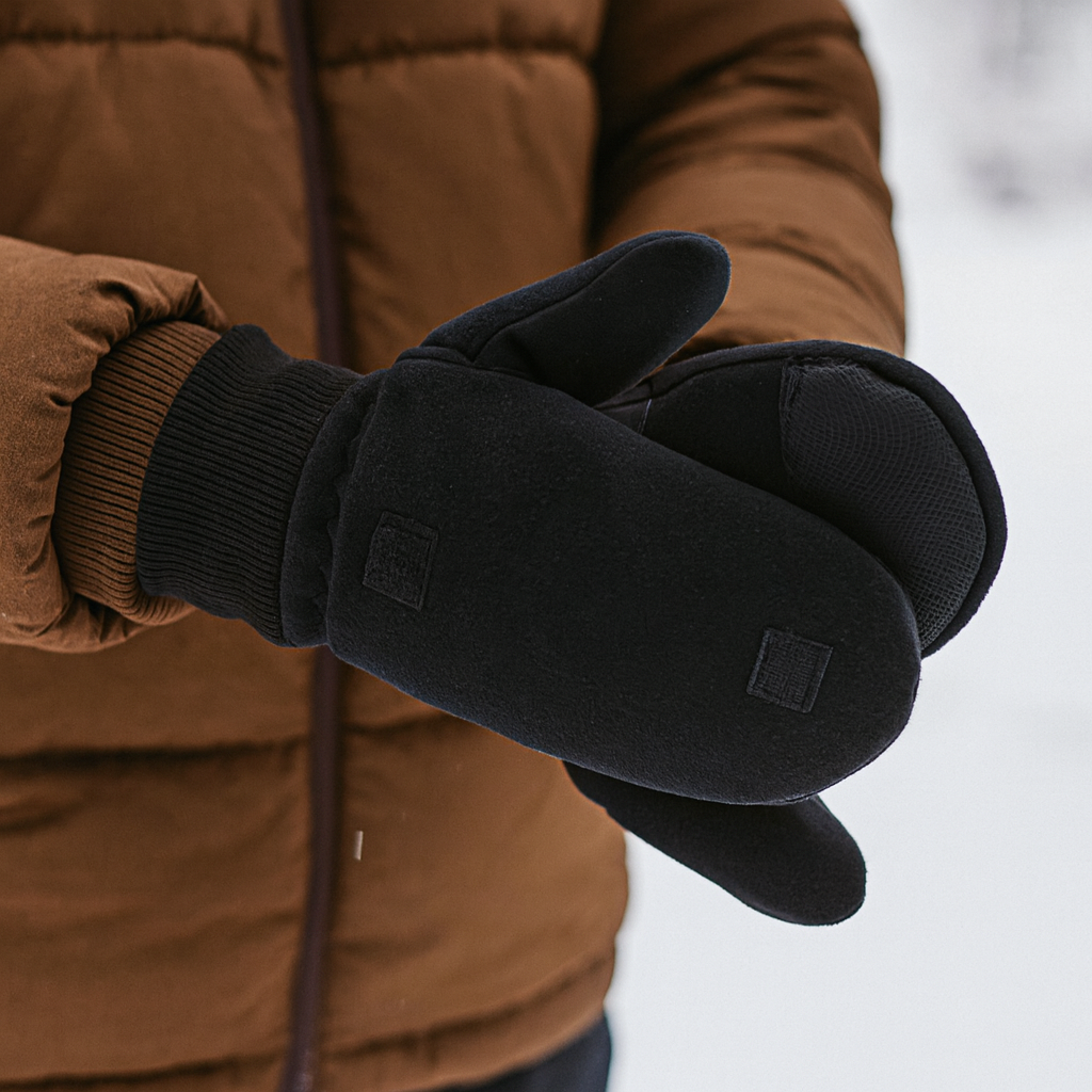 Vinterhandsker sort med klapbar fæustling