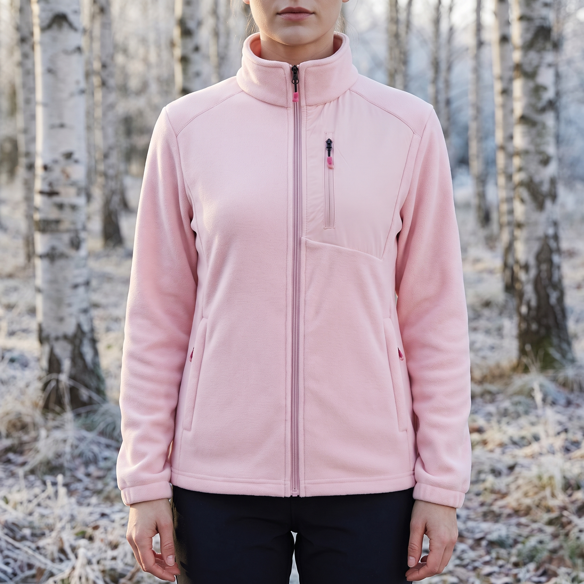 Fleece jakke dame på gåtur i efterårsvejr