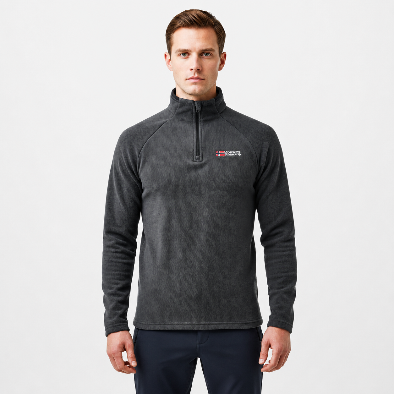 Fleecetrøje herre med half-zip