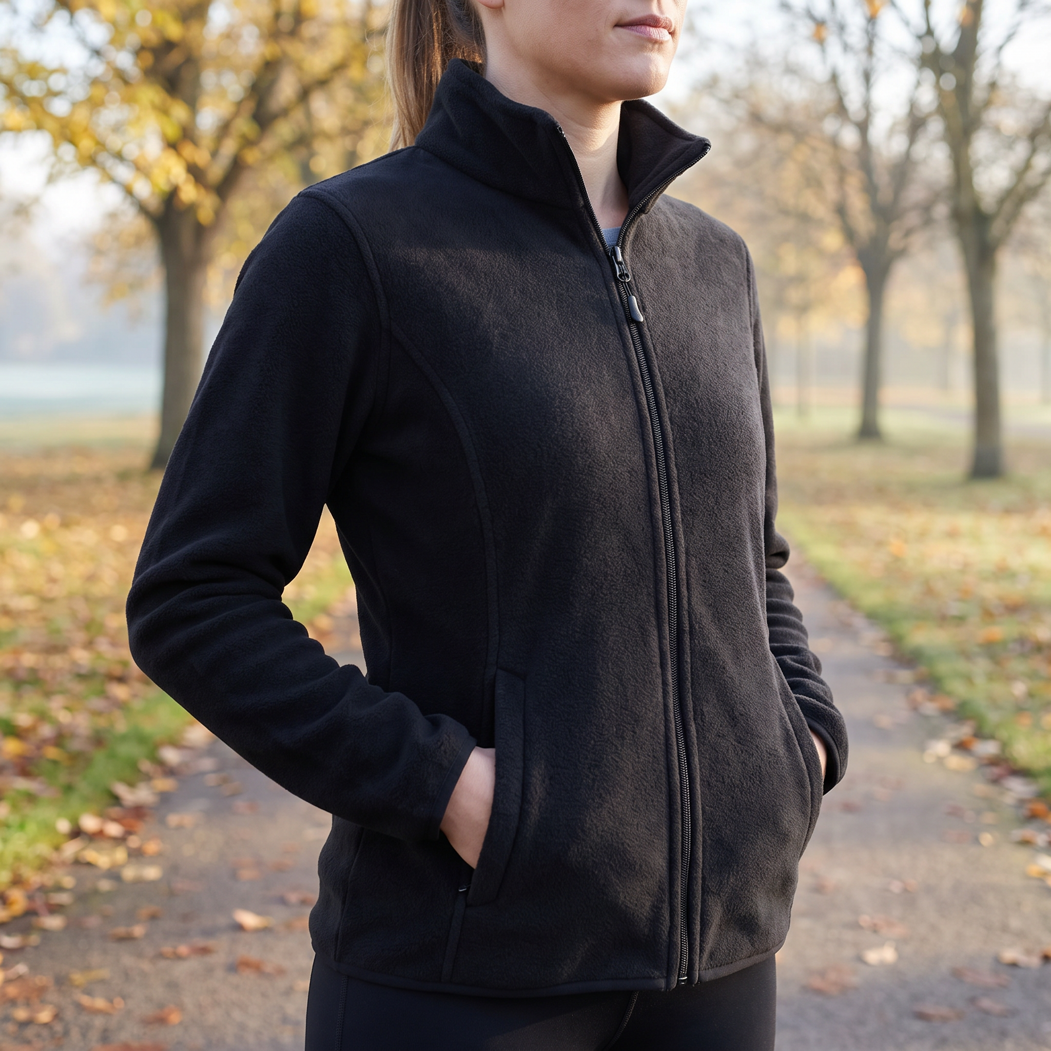Fleece jakke dame brugt på gåtur i skoven
