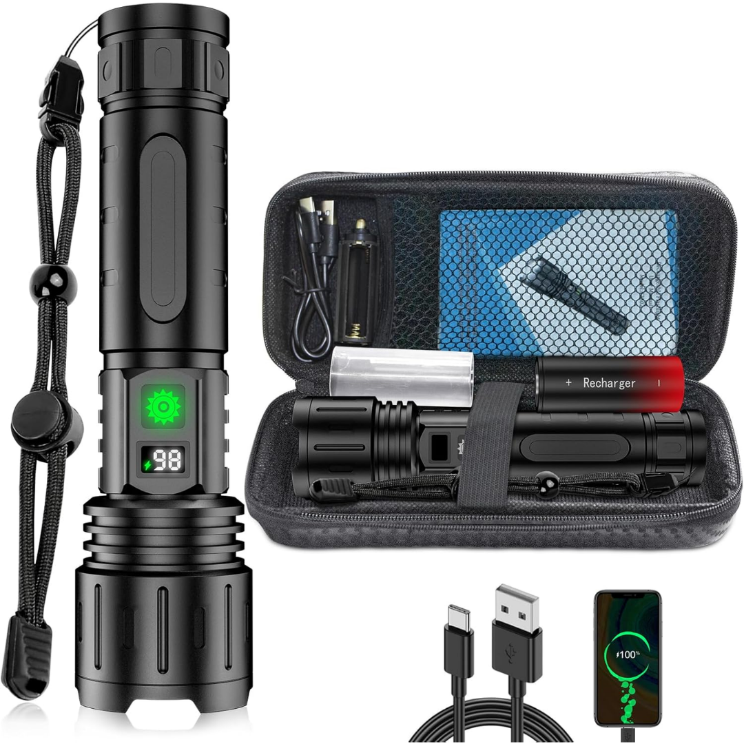 Taschenlampe Extrem Hell - 10.000 Lumen - LED mit Zoom