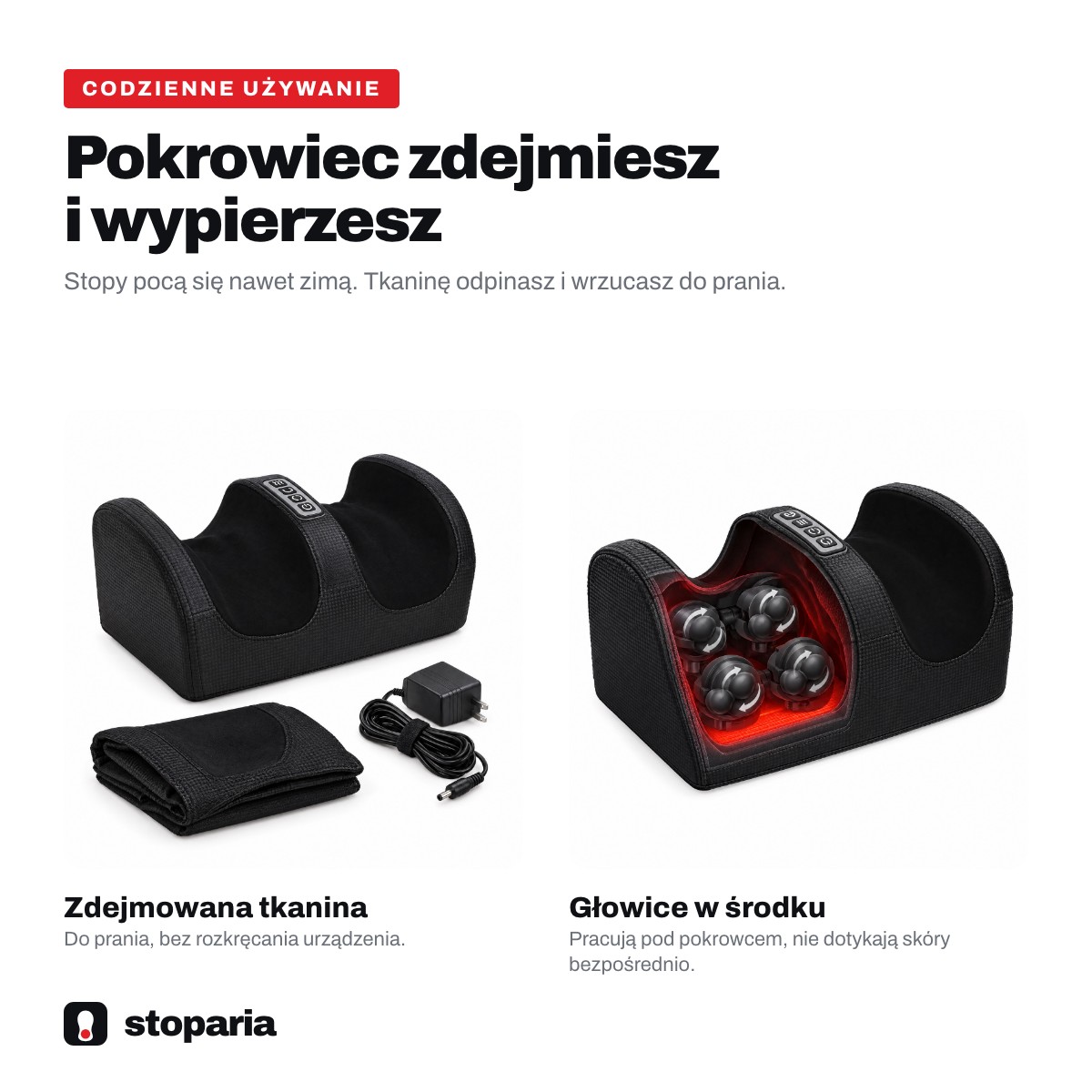Zdejmowany pokrowiec masażera Stoparia