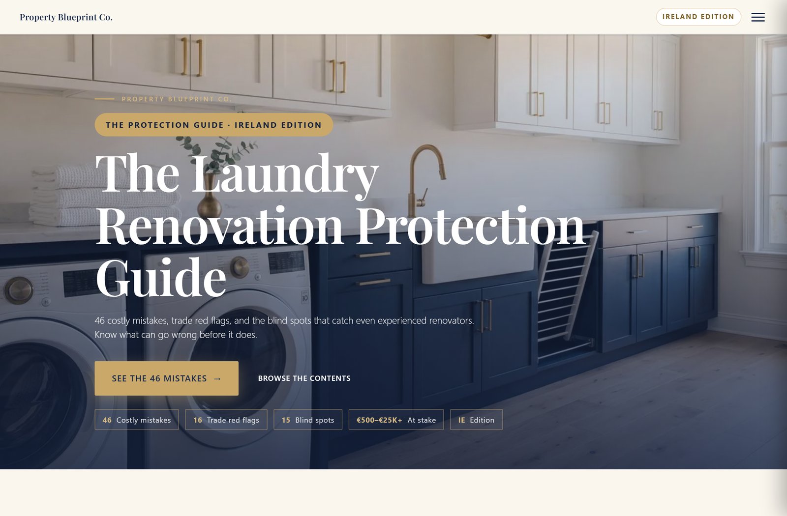 Module 2 — The Laundry Renovation Protection Guide Ireland: 46 costly mistakes, 16 trade red flags, 15 blind spots, €500–€25K+ at stake