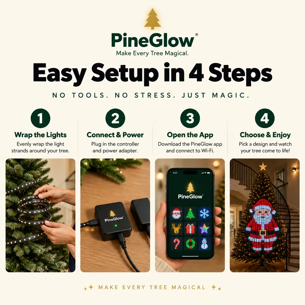 PineGlow easy setup in 4 steps
