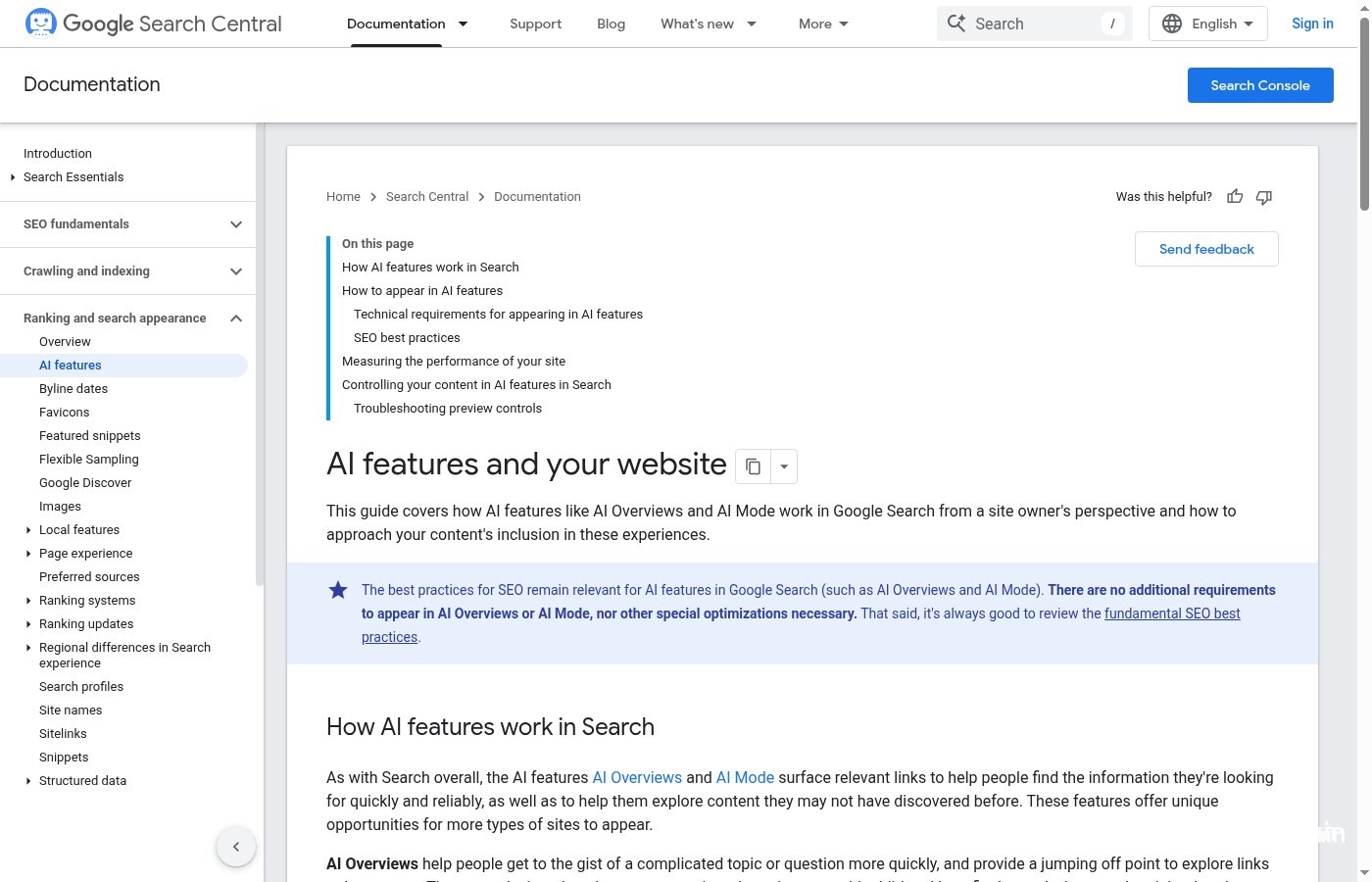 Google Search Central , AI features and your website