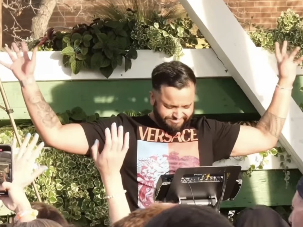 Local musicians — hands in the air