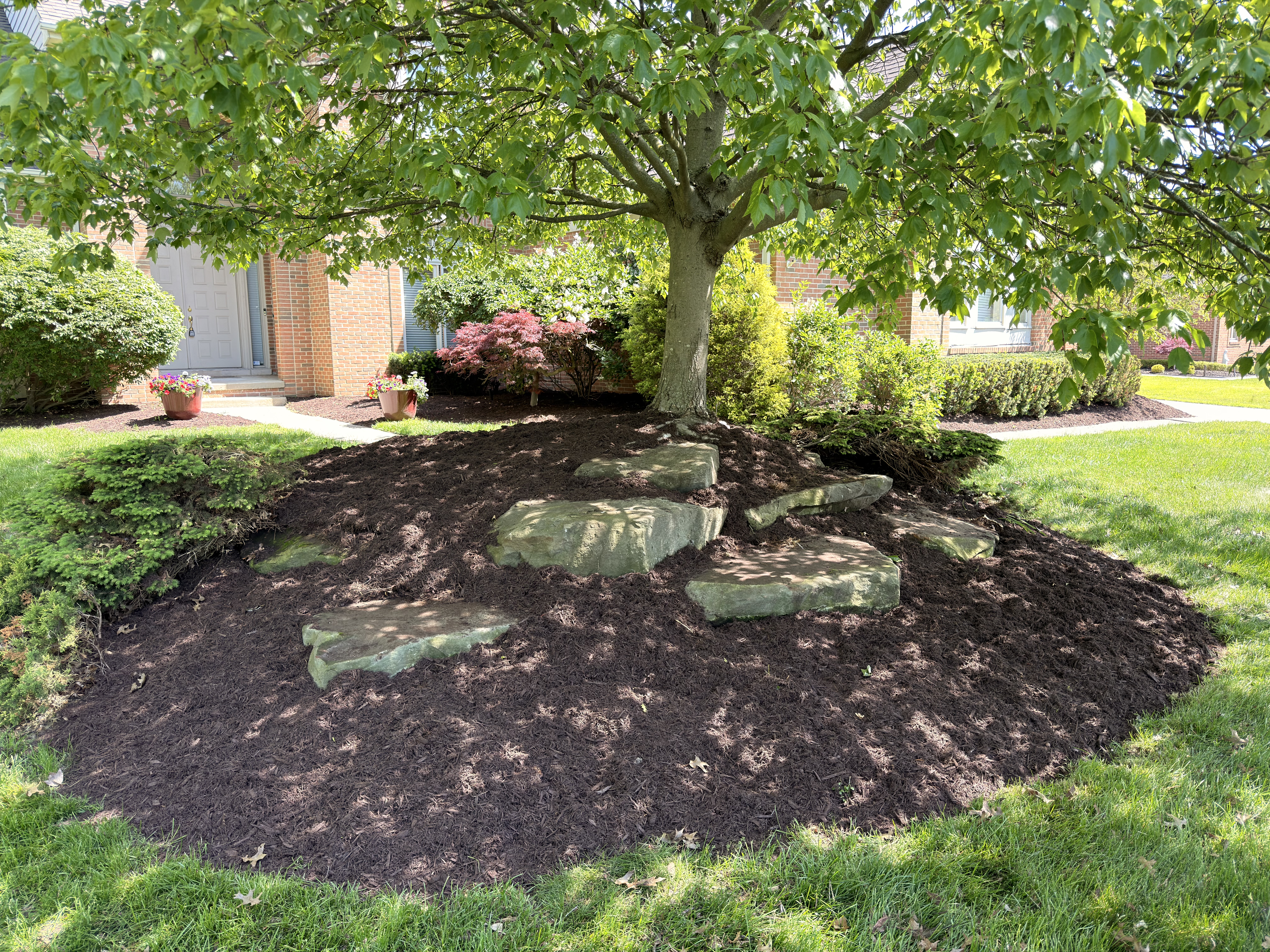 Completed full-property landscape design, front view