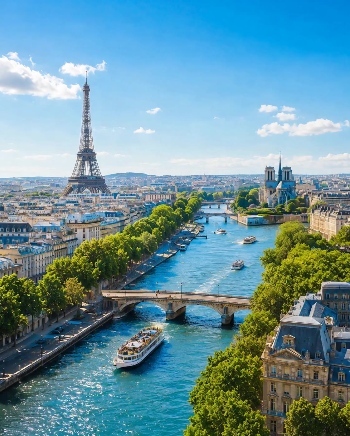 The original photograph: the Seine, a bridge, Notre-Dame and the Eiffel Tower