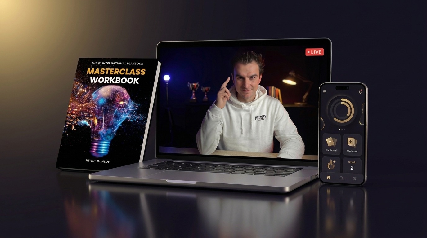 Everything included: the live masterclass, the Masterclass Workbook and the SMARTR AI app