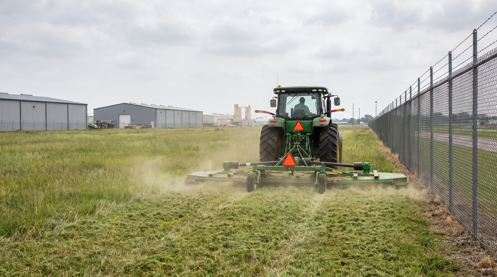 Open field mowing at an industrial site