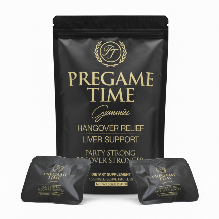 Pregame Time pouch with two single-serve packets
