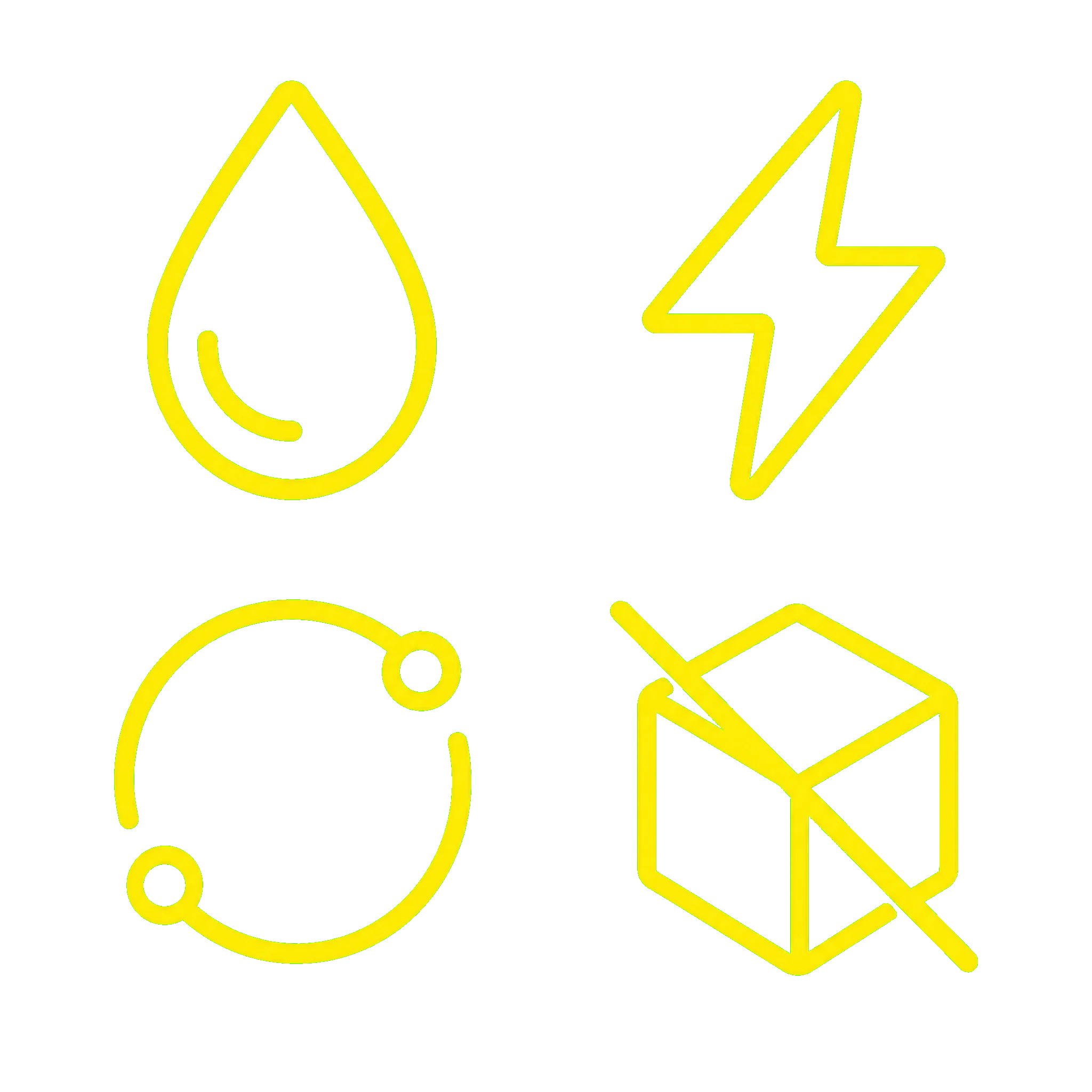 Hydration, clean energy, endurance and sugar-free icons
