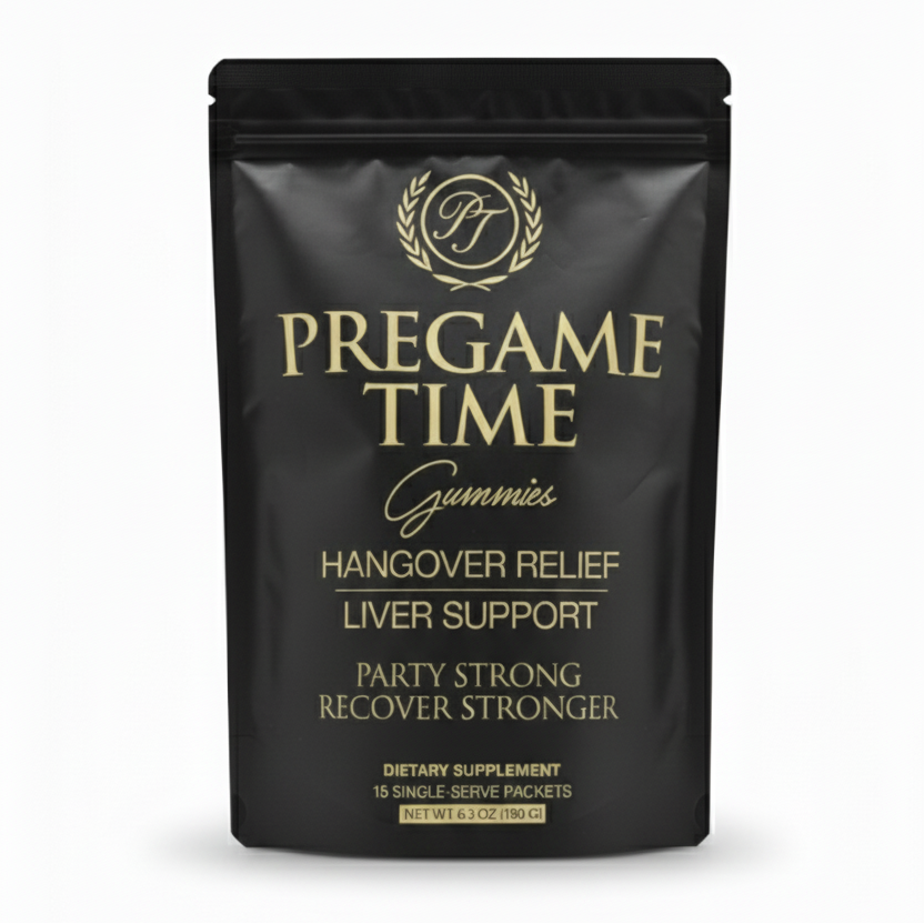 Front of the Pregame Time Gummies pouch