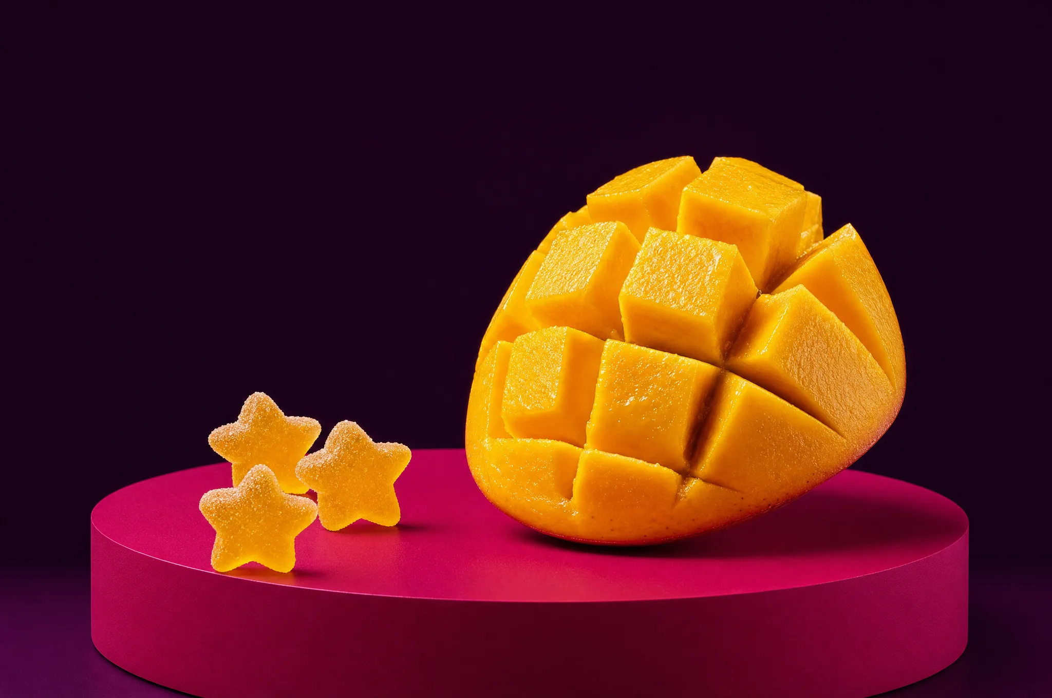 Mango and star-shaped gummies