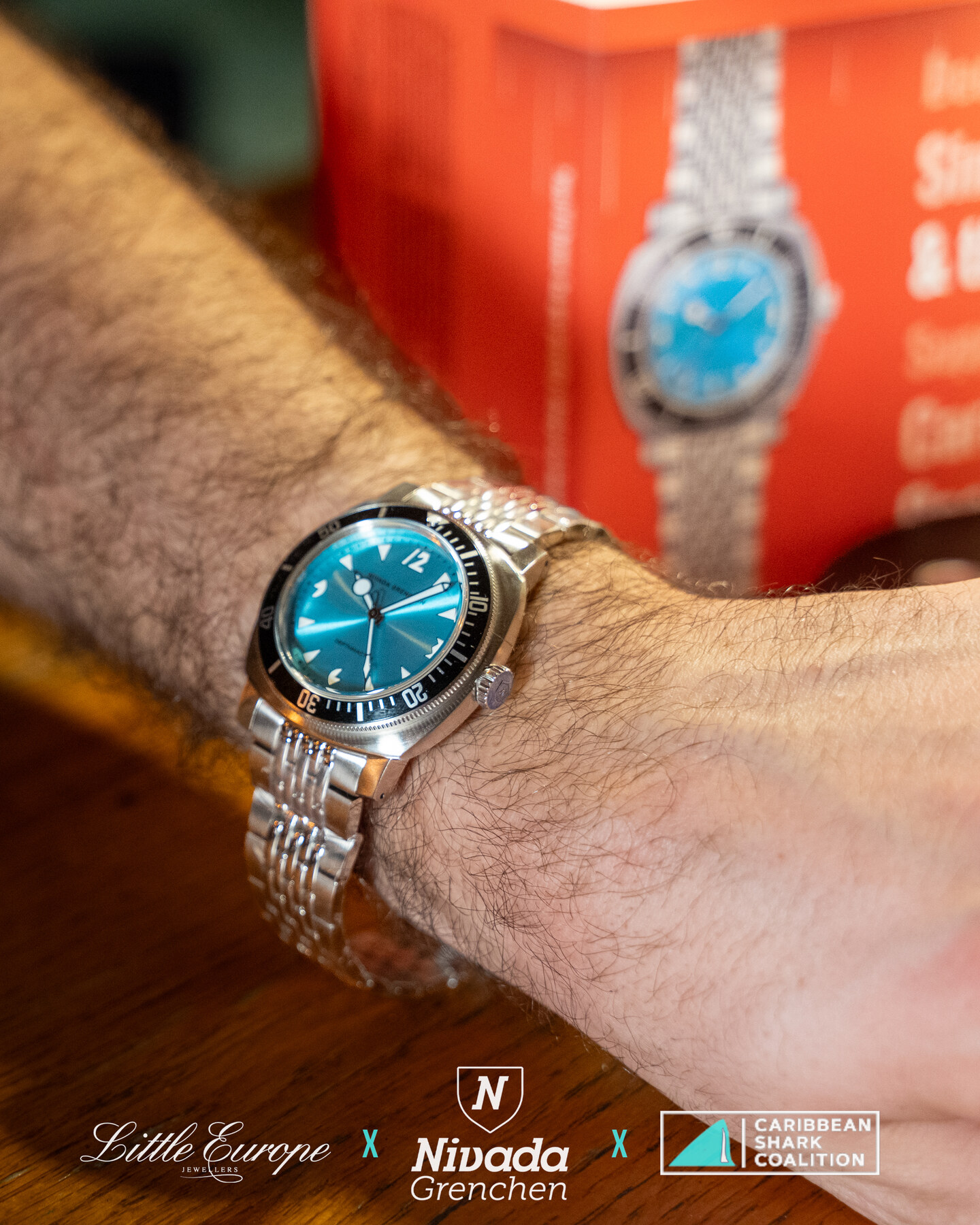The Nivada Grenchen Depthmaster limited edition on the wrist