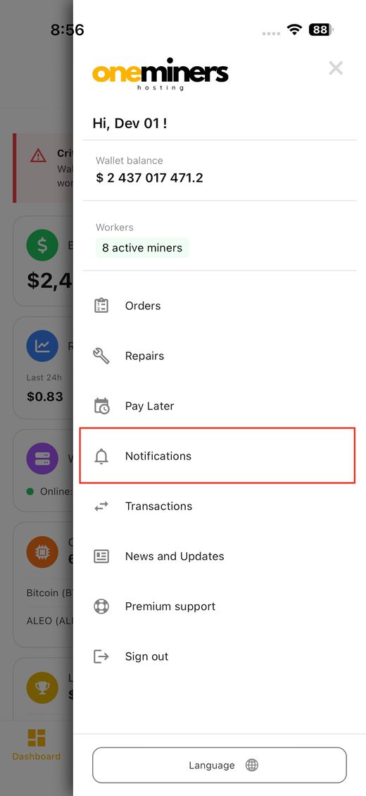 Notifications in the sidebar